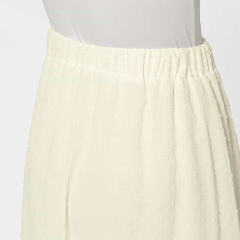 BARNEYS NEW YORK ウォッシャブル ドットカットジャカード素材フレアロングスカート IVORY
