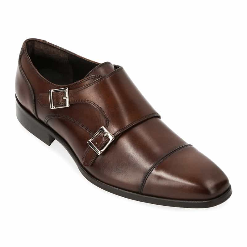 BARNEYS NEW YORK ダブルモンクストラップシューズ DARK BROWN