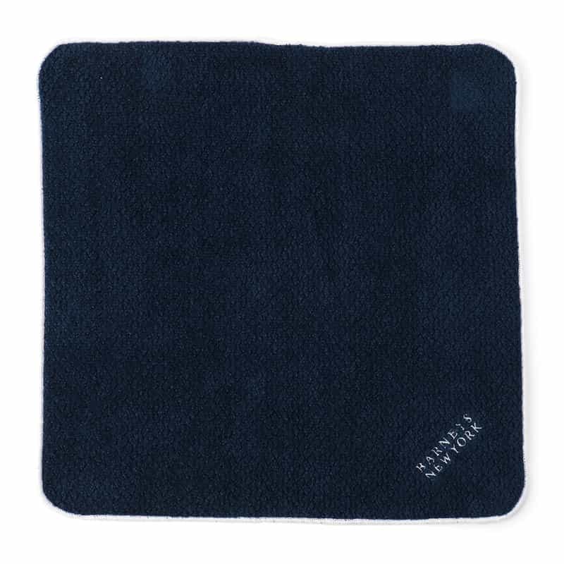 BARNEYS NEW YORK ロゴ入りタオルハンカチ NAVY