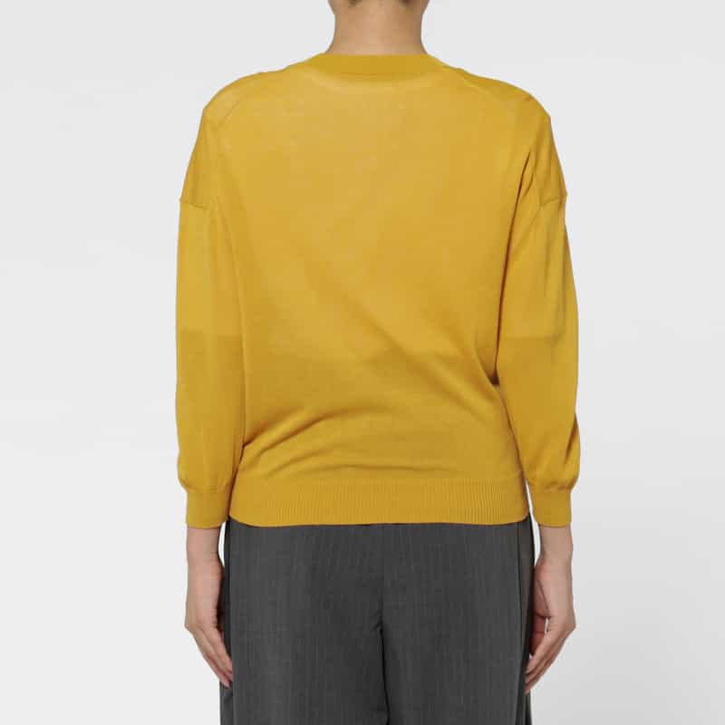 BARNEYS NEW YORK Vネック コンパクト ニットカーディガン MUSTARD