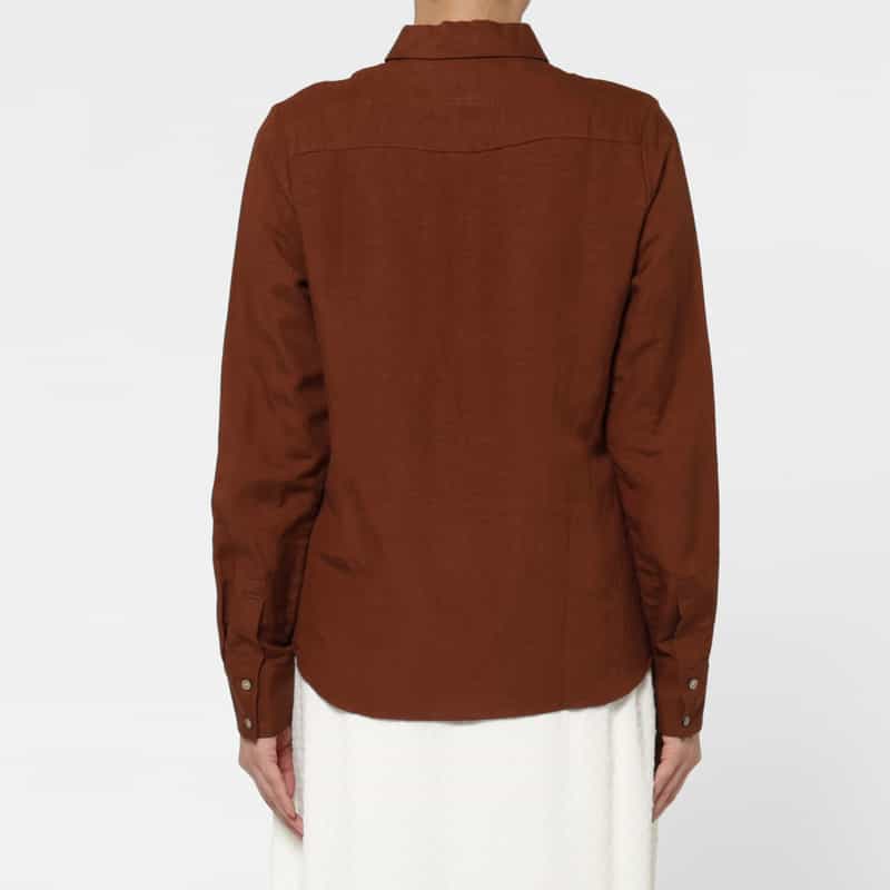 BARNEYS NEW YORK ウォッシャブル リネン混素材シャツ BROWN