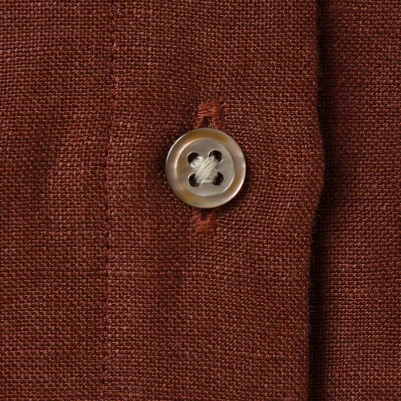 BARNEYS NEW YORK ウォッシャブル リネン混素材シャツ BROWN
