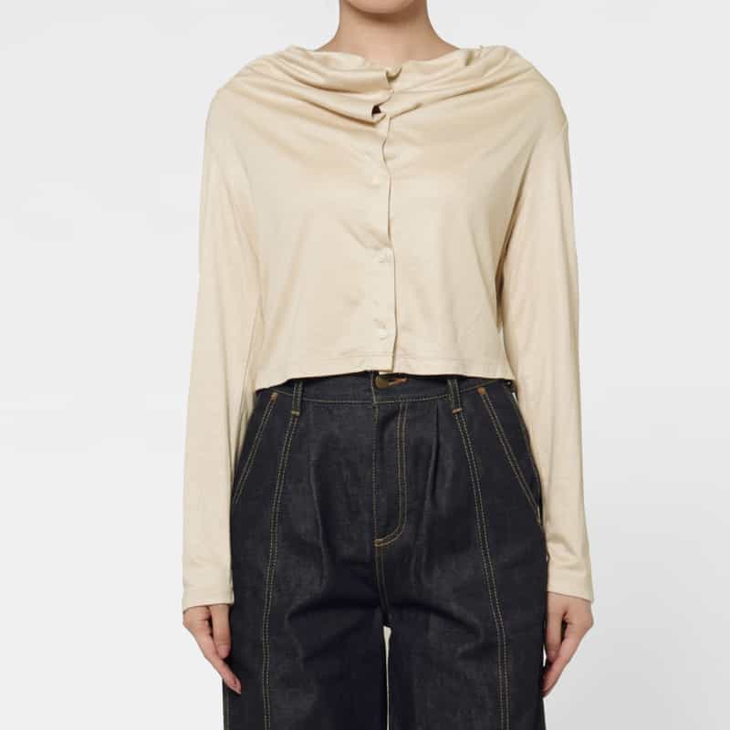 BARNEYS NEW YORK ウォッシャブル ギャザーデザインボレロ BEIGE
