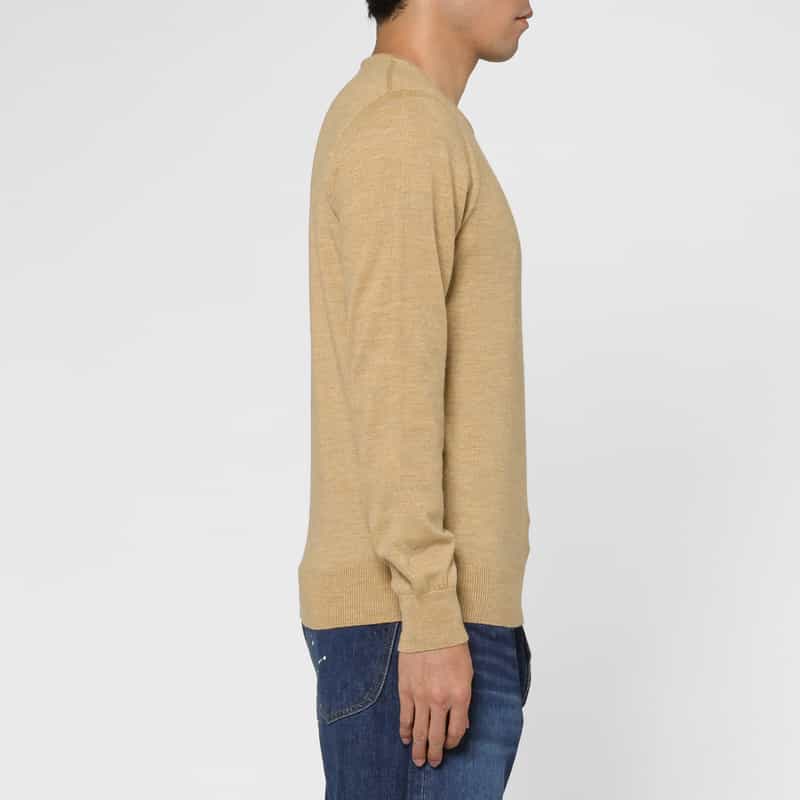 BARNEYS NEW YORK ウール素材クルーネックニットプルオーバー CAMEL
