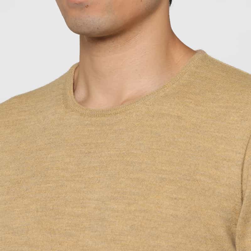 BARNEYS NEW YORK ウール素材クルーネックニットプルオーバー CAMEL