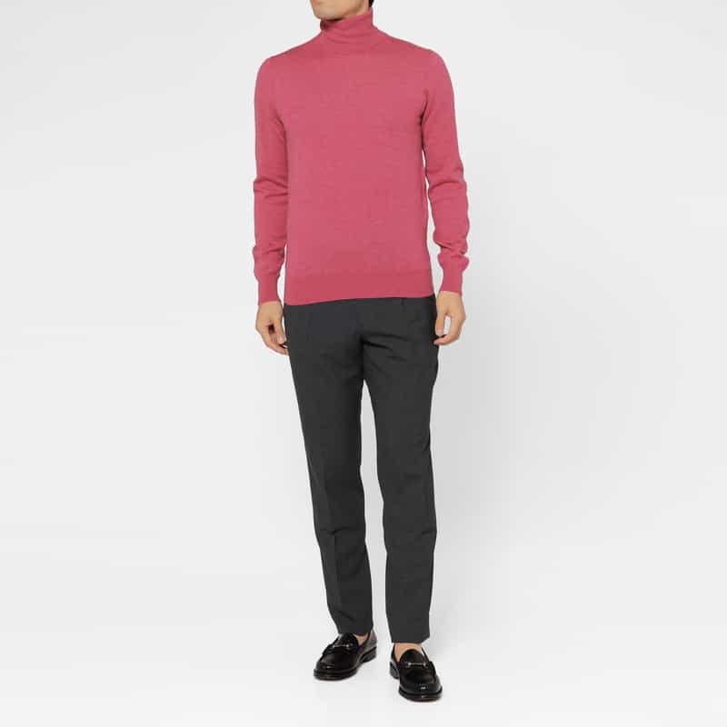 BARNEYS NEW YORK ウール素材タートルネックニットプルオーバー CORAL
