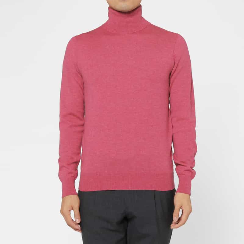 BARNEYS NEW YORK ウール素材タートルネックニットプルオーバー CORAL