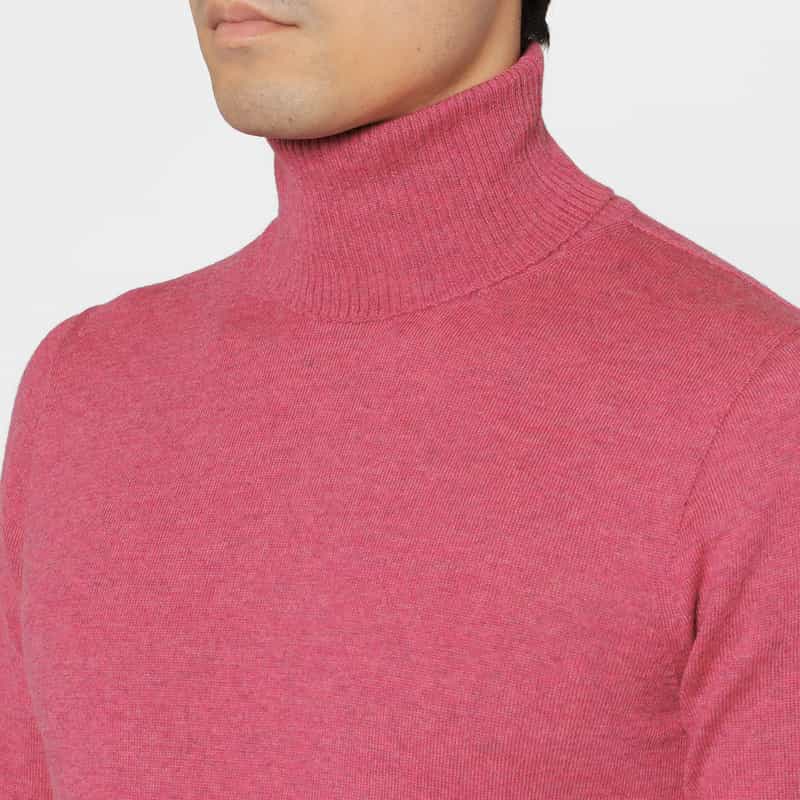 BARNEYS NEW YORK ウール素材タートルネックニットプルオーバー CORAL