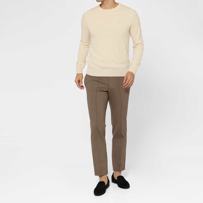 BARNEYS NEW YORK カシミヤ100％クルーネックニットプルオーバー WHITE
