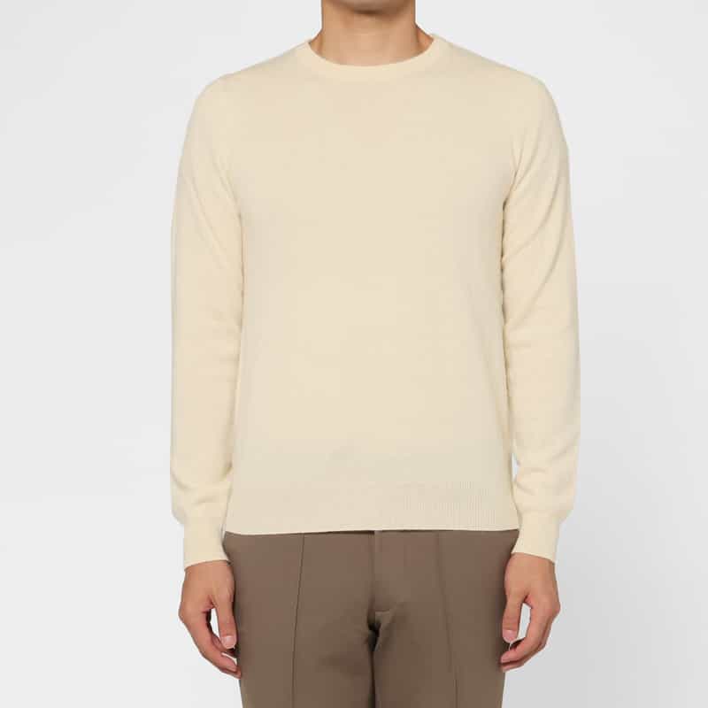 BARNEYS NEW YORK カシミヤ100％クルーネックニットプルオーバー WHITE