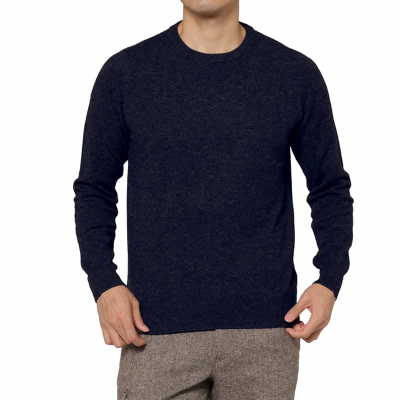 BARNEYS NEW YORK カシミヤ100％クルーネックニットプルオーバー NAVY