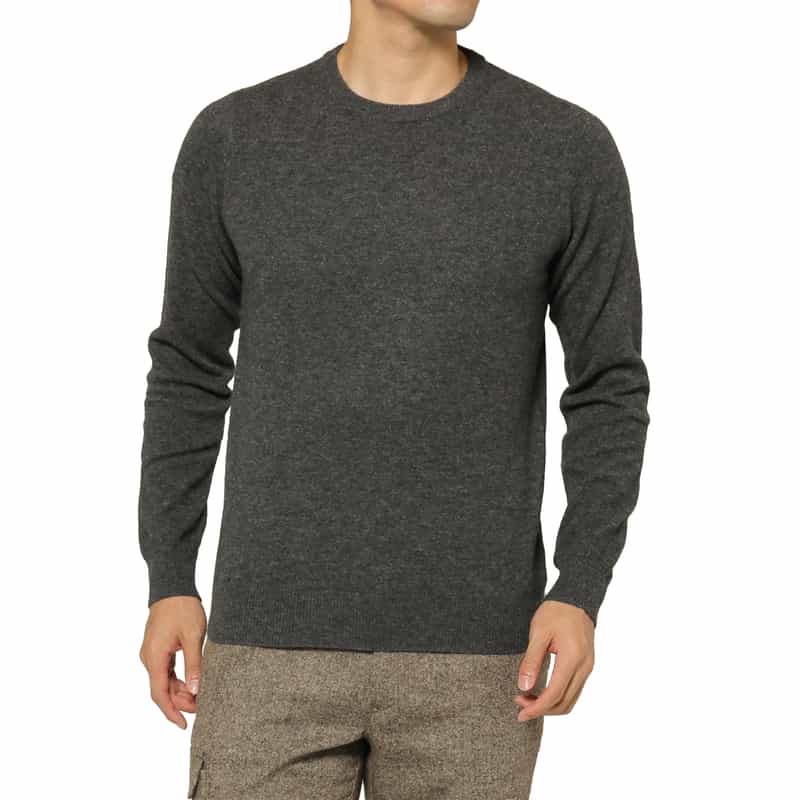 BARNEYS NEW YORK カシミヤ100％クルーネックニットプルオーバー DARK GRAY