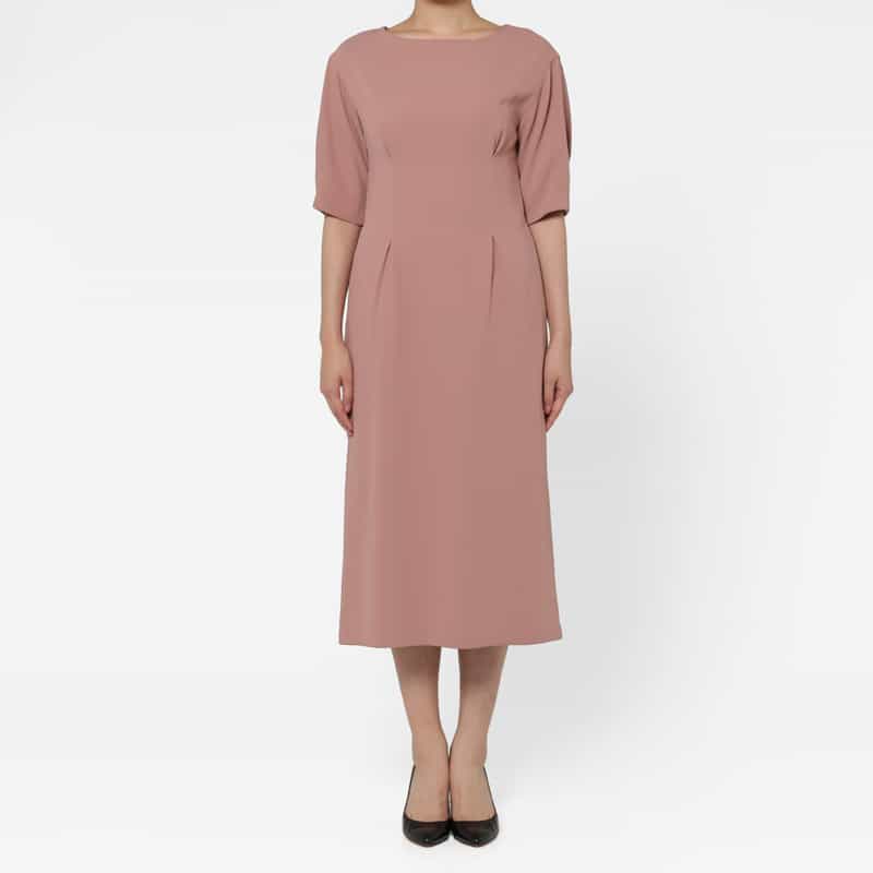 BARNEYS NEW YORK ダブルクロス素材フィット＆フレアドレス PINK
