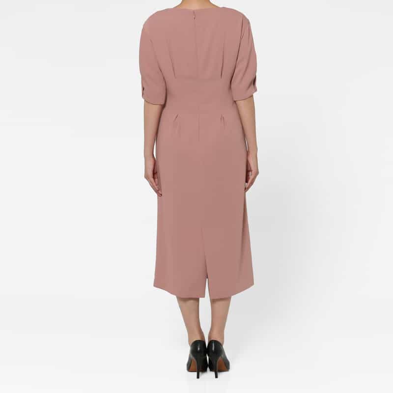 BARNEYS NEW YORK ダブルクロス素材フィット＆フレアドレス PINK