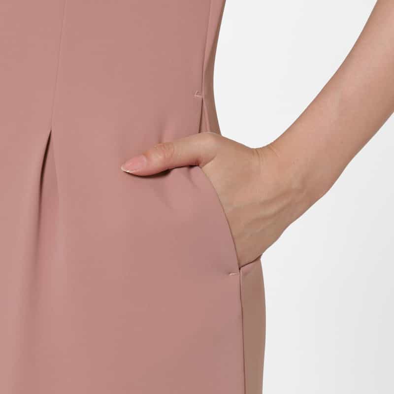 BARNEYS NEW YORK ダブルクロス素材フィット＆フレアドレス PINK
