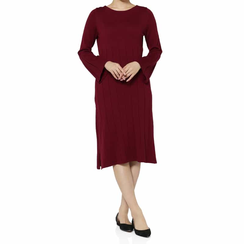 BARNEYS NEW YORK ボートネック ニットドレス WINE