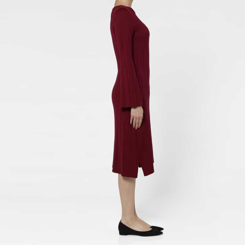 BARNEYS NEW YORK ボートネック ニットドレス WINE