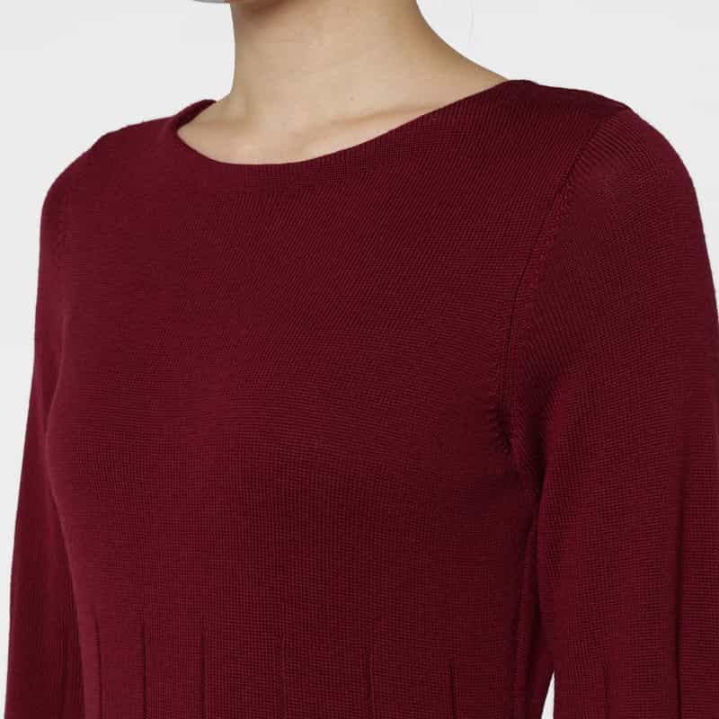 BARNEYS NEW YORK ボートネック ニットドレス WINE