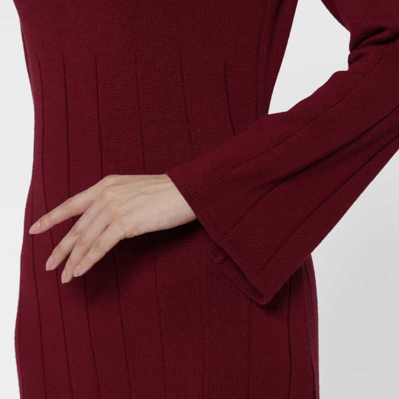 BARNEYS NEW YORK ボートネック ニットドレス WINE