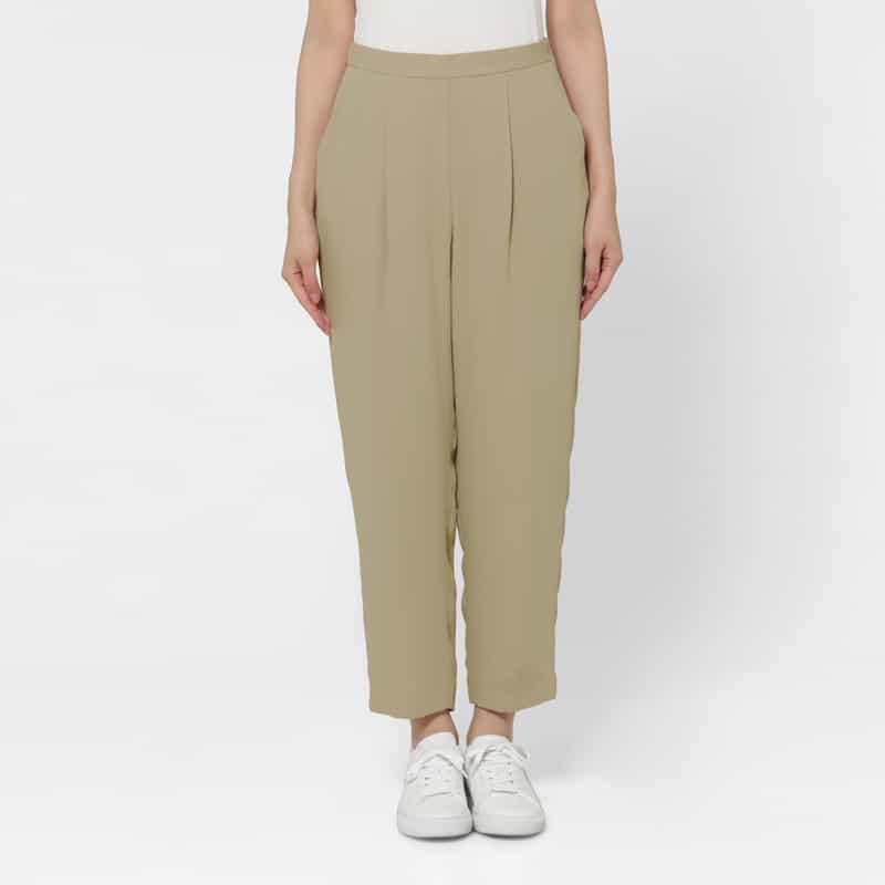 BARNEYS NEW YORK ウォッシャブル ダブルクロス素材テーパードパンツ BEIGE
