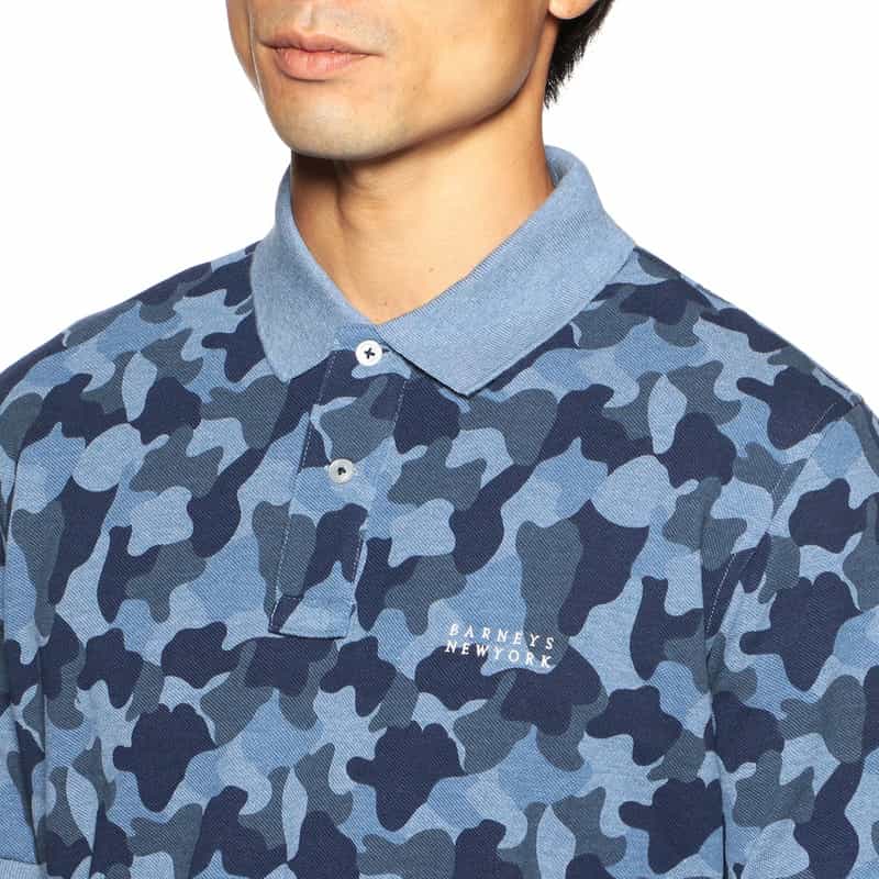 BARNEYS NEW YORK カモフラージュ柄ポロシャツ BLUE