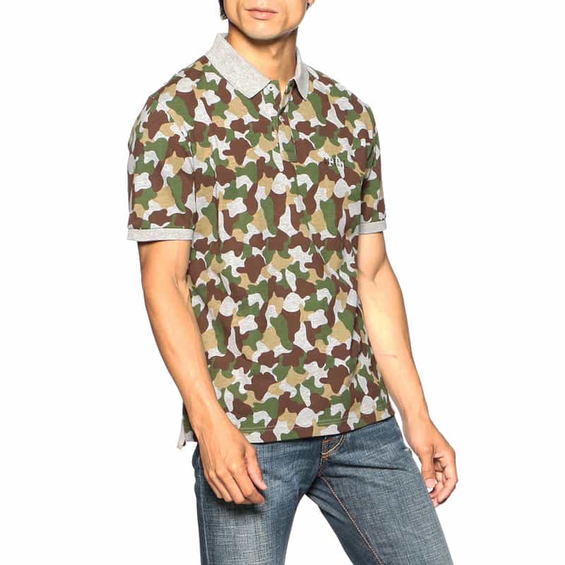 BARNEYS NEW YORK カモフラージュ柄ポロシャツ GRAY