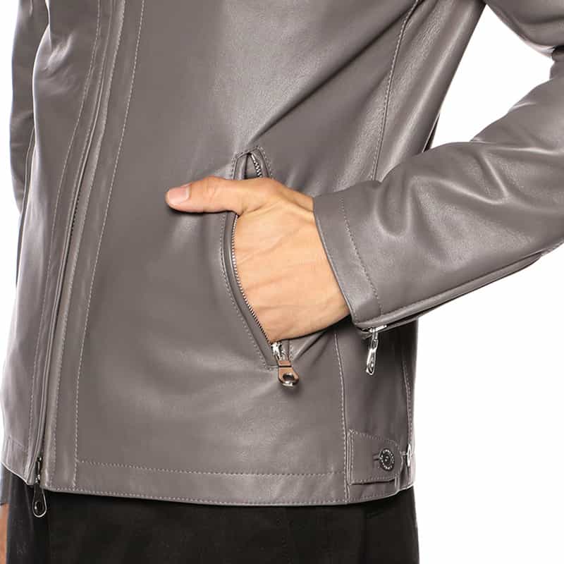 CINQUANTA CINQUANTA＜チンクワンタ＞シングルレザーライダースジャケット“H502" GRAY