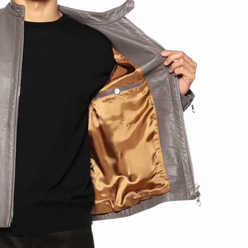 CINQUANTA CINQUANTA＜チンクワンタ＞シングルレザーライダースジャケット“H502" GRAY