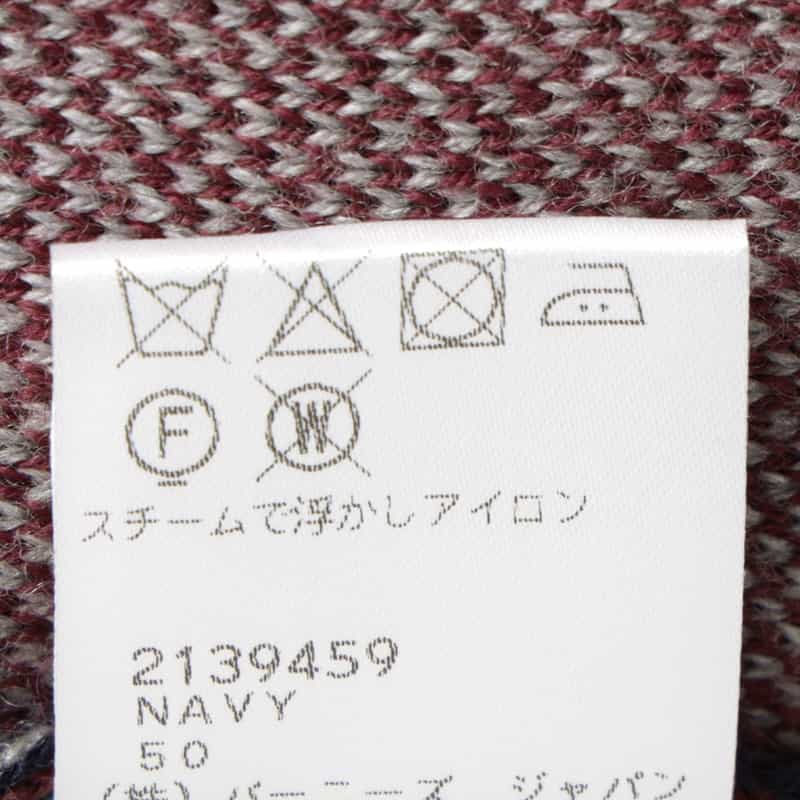 BARNEYS NEW YORK アーガイル柄クルーネックニットプルオーバー NAVY