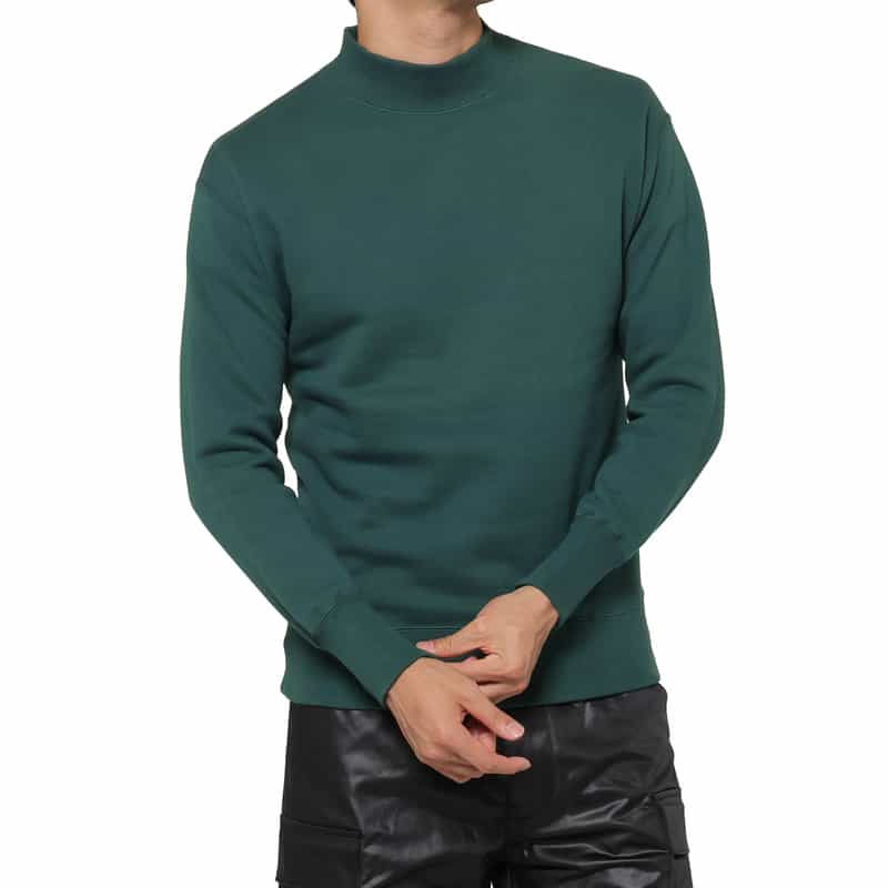 BARNEYS NEW YORK モックネックスウェットプルオーバー GREEN