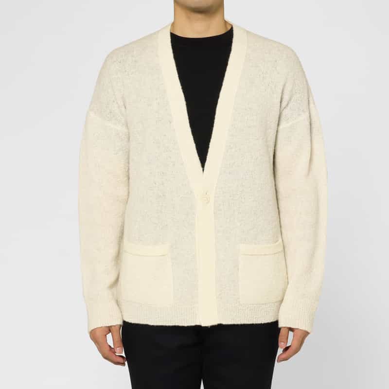 BARNEYS NEW YORK ブークレ素材ニットカーディガン WHITE