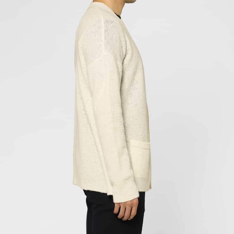 BARNEYS NEW YORK ブークレ素材ニットカーディガン WHITE