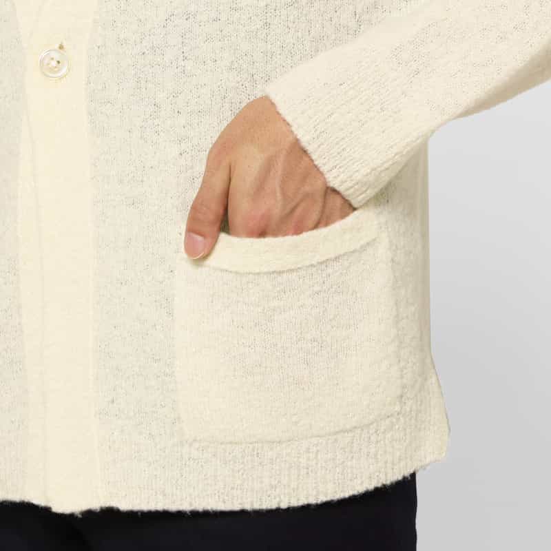 BARNEYS NEW YORK ブークレ素材ニットカーディガン WHITE