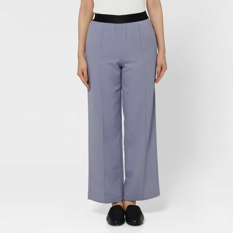 BARNEYS NEW YORK ウォッシャブル ウエストゴムワイドパンツ LIGHT BLUE