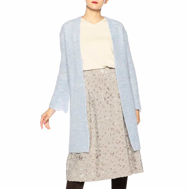 BARNEYS NEW YORK ロングニットトッパーカーディガン LIGHT BLUE