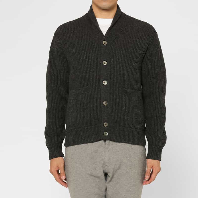 BARNEYS NEW YORK ショールカラーニットカーディガン GRAY