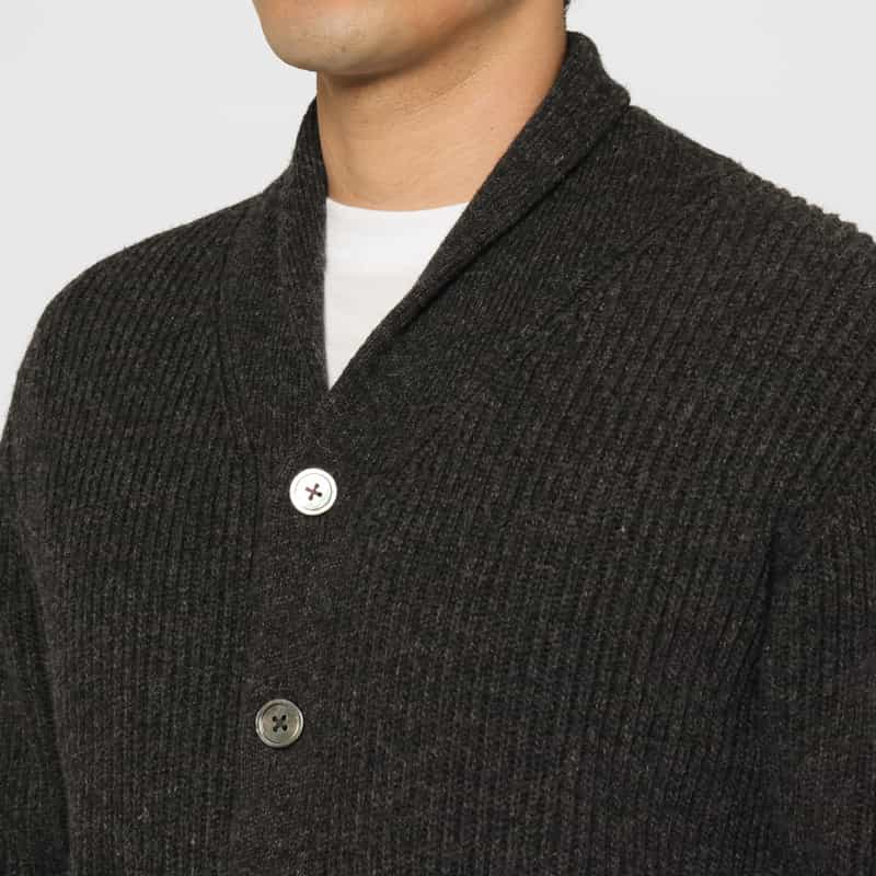 BARNEYS NEW YORK ショールカラーニットカーディガン GRAY