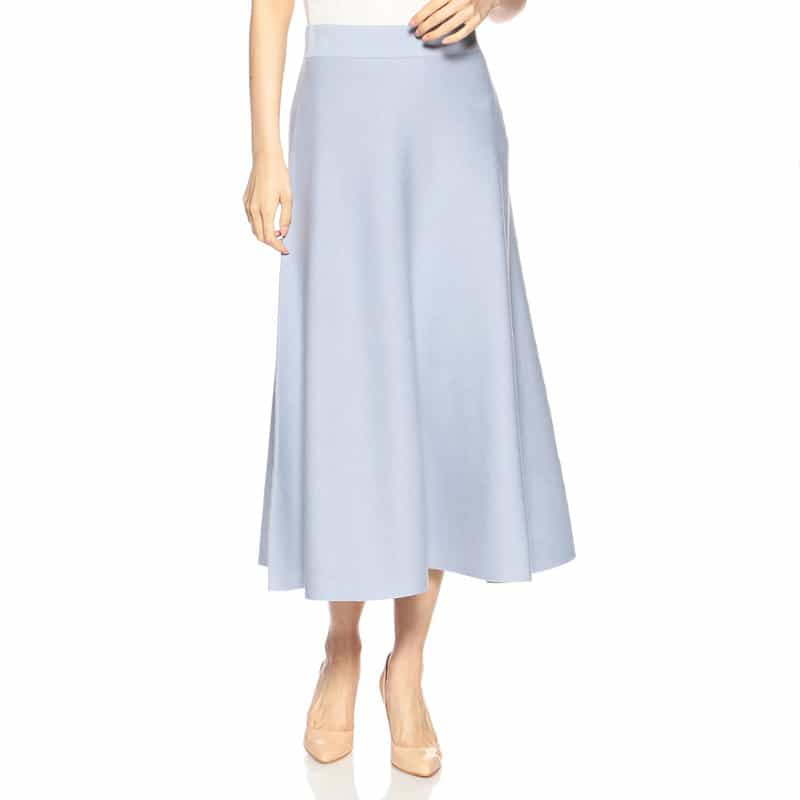 BARNEYS NEW YORK ウォッシャブルニットフレアミディスカート LIGHT BLUE