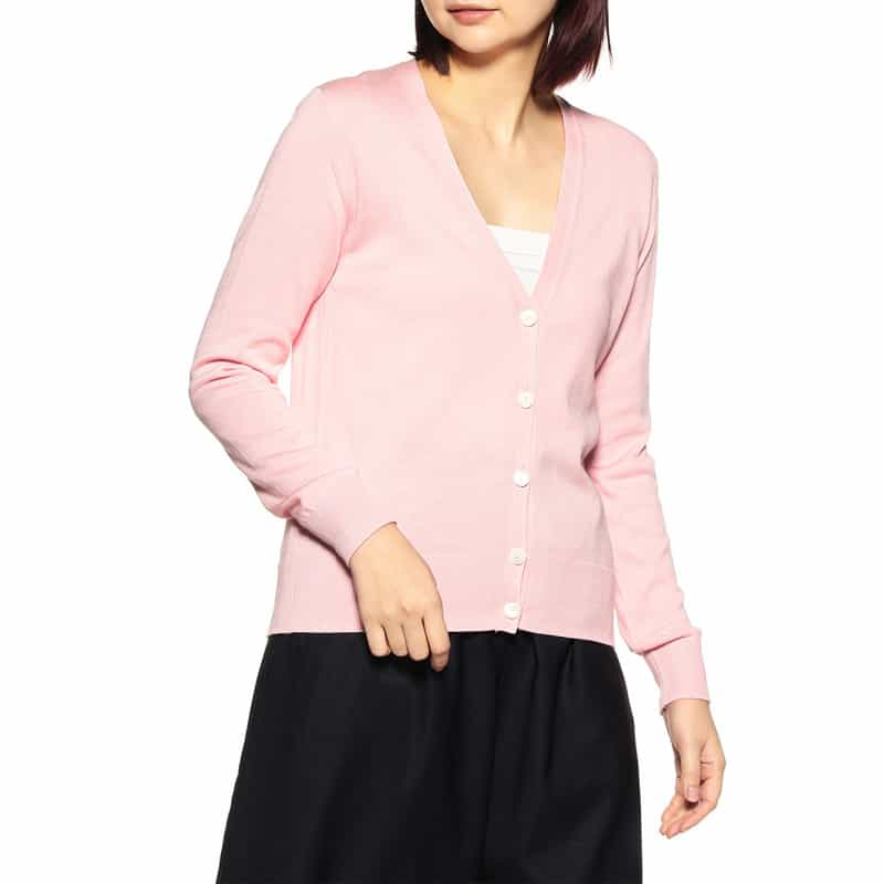 BARNEYS NEW YORK Vネックコットンシルクニットカーディガン LIGHT PINK