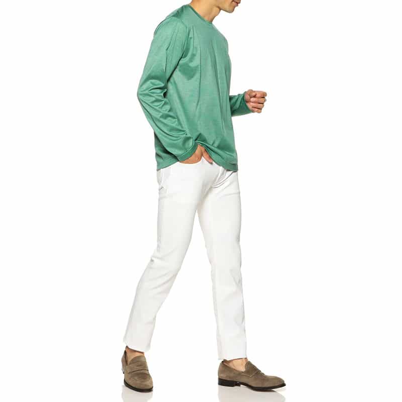 BARNEYS NEW YORK マイクロボーダーロングスリーブカットソー GREEN