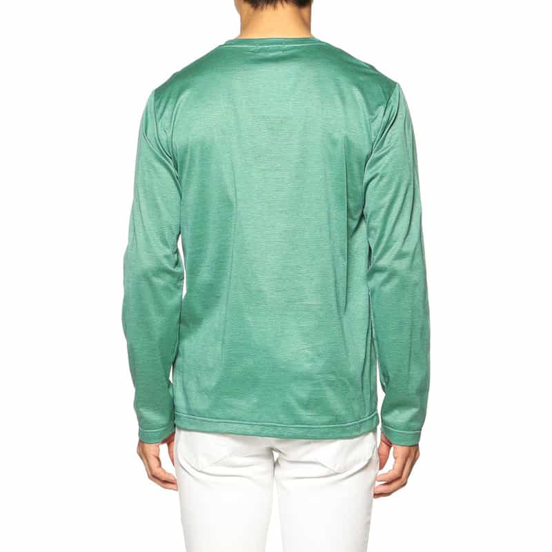 BARNEYS NEW YORK マイクロボーダーロングスリーブカットソー GREEN