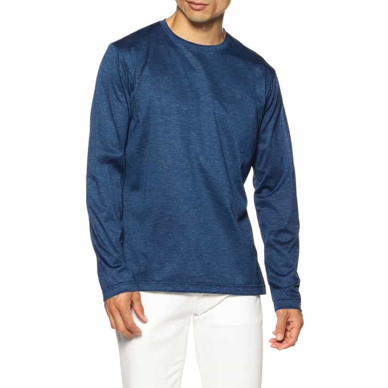 BARNEYS NEW YORK マイクロボーダーロングスリーブカットソー NAVY