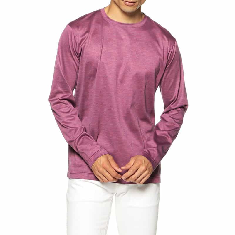 BARNEYS NEW YORK マイクロボーダーロングスリーブカットソー RED