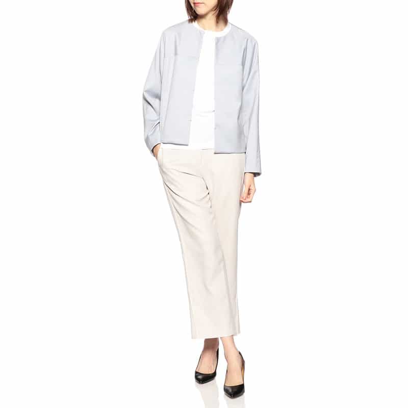 BARNEYS NEW YORK ウォッシャブルノーカラージャケット LIGHT BLUE