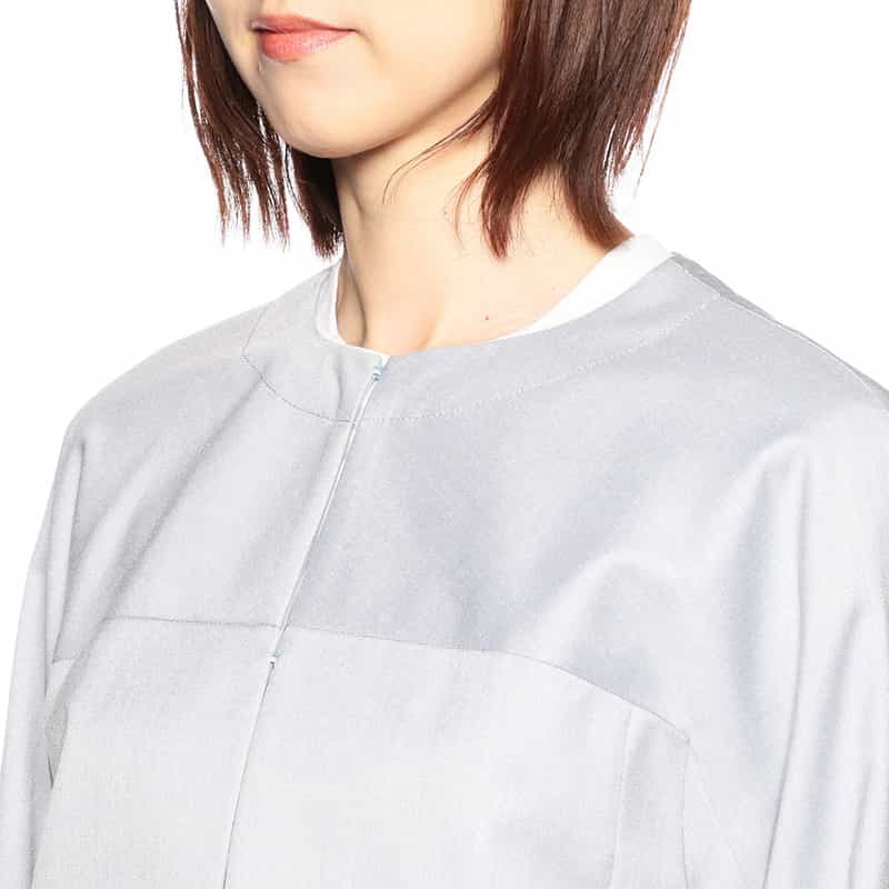 BARNEYS NEW YORK ウォッシャブルノーカラージャケット LIGHT BLUE