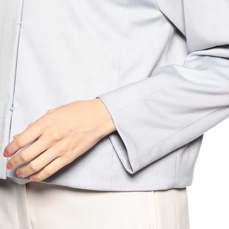 BARNEYS NEW YORK ウォッシャブルノーカラージャケット LIGHT BLUE