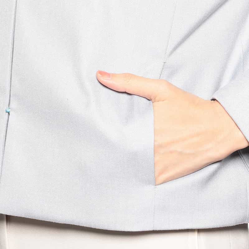 BARNEYS NEW YORK ウォッシャブルノーカラージャケット LIGHT BLUE