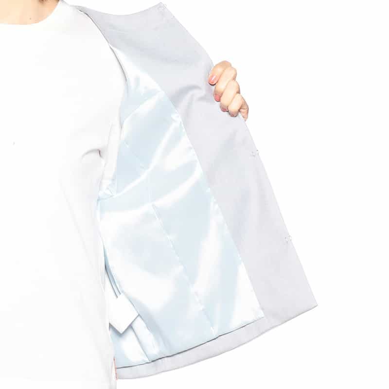 BARNEYS NEW YORK ウォッシャブルノーカラージャケット LIGHT BLUE