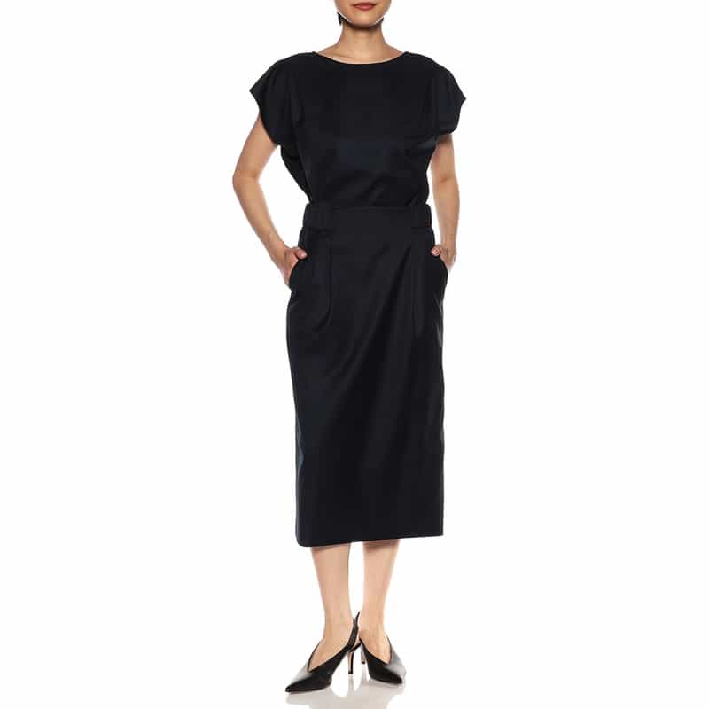 BARNEYS NEW YORK ウォッシャブルタイトスカート NAVY