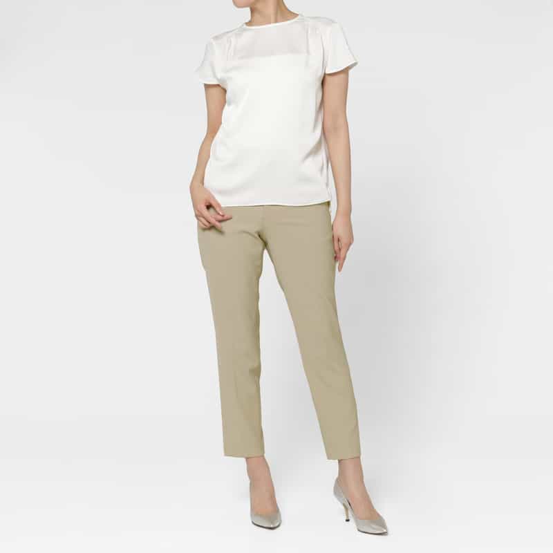 BARNEYS NEW YORK ダブルクロス素材テーパードパンツ BEIGE